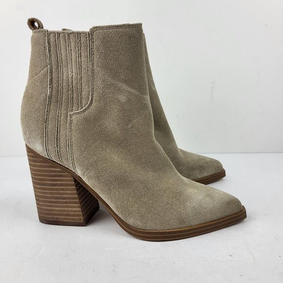 Marc Fisher Ltd. Oshay Beige Suede Leather Pointed Toe Ankle Bootie Size 4M - Picture 7 of 11
